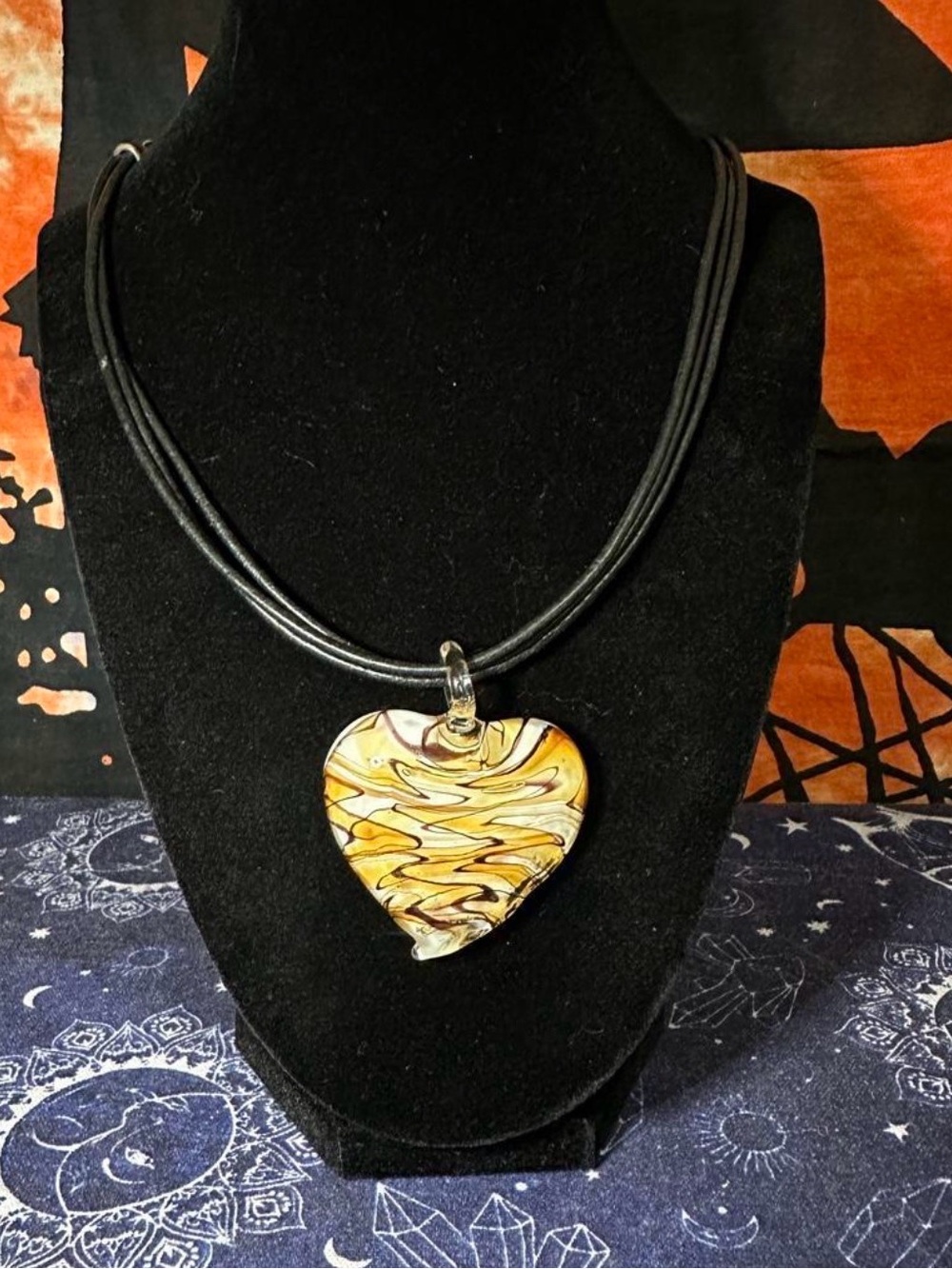 beautiful glass heart pendant / sterling sliver.